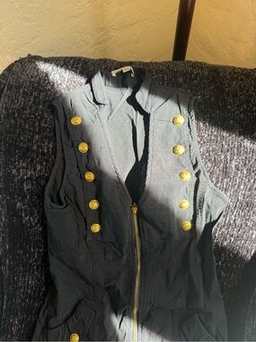Entry Black Military-Style Vest dress with Gold Buttons